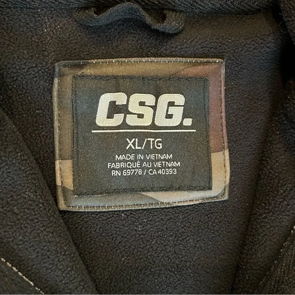 CSG Men’s Fleece Full-zip up Size XL Camo Hoodie - Picture 6 of 6